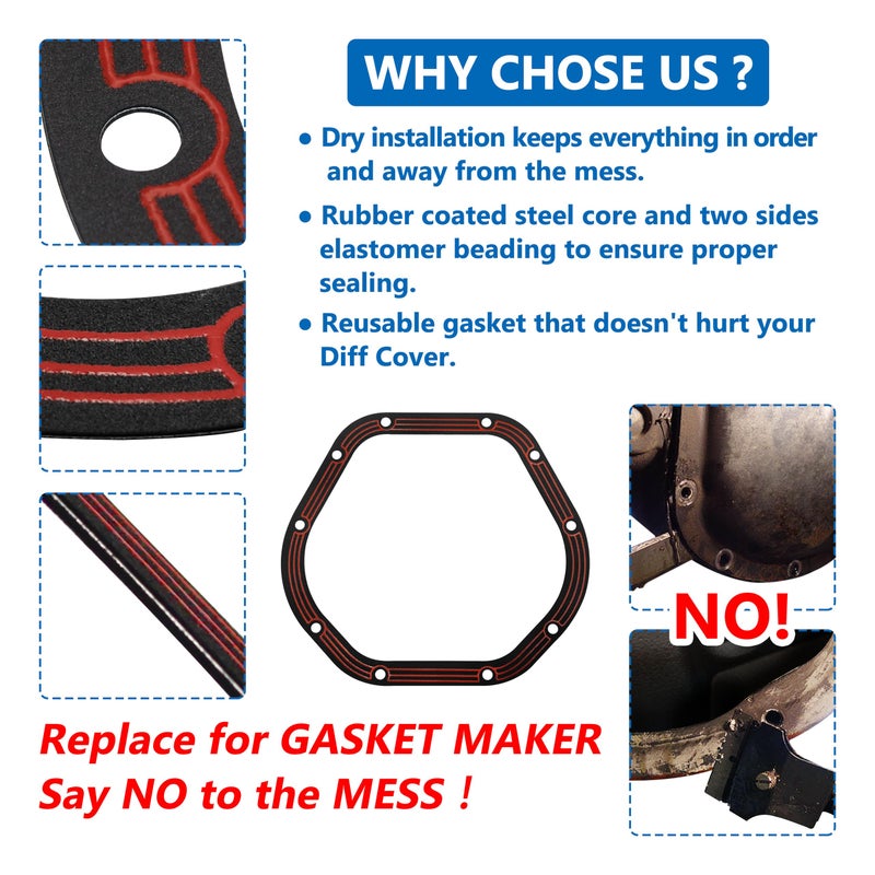 FLYINGAMZ LLR-D044 Differential Cover Gasket Compatible with Dana 44 Axles Drivetrain Sealing - Image 5